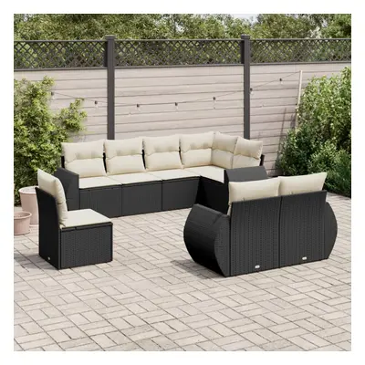 VidaXL 8-tlg. Garten-Sofagarnitur mit Kissen Schwarz Poly Rattan