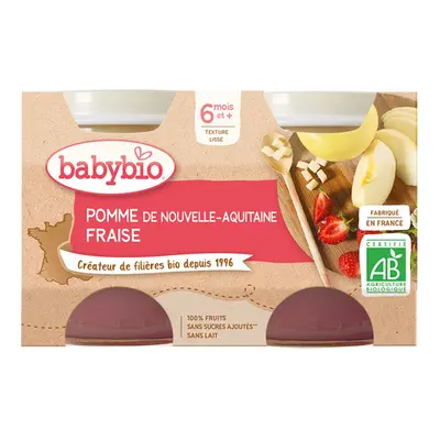Babybio Pomme DE Nouvelle-Aquitaine & Fraise ab 6 Monaten