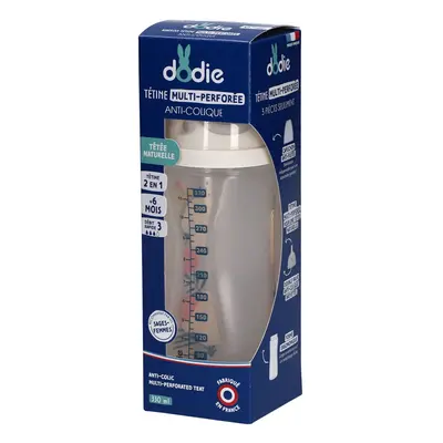 Dodie Flasche Sauger Multi-Perforiert Anti-Colic Rosa +6M 330 ML