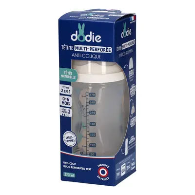 Dodie Flasche Sauger Multi-Perforiert Anti-Colic Blau +3M 270 ML