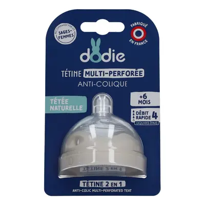 Dodie Multi-Perforierter Anti-Kolik Sauger Fluss 4 Dickes Team +6M