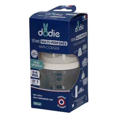 Dodie Flasche Sauger Multi-Perforiert Anti-Colic Blau +0 150 ML