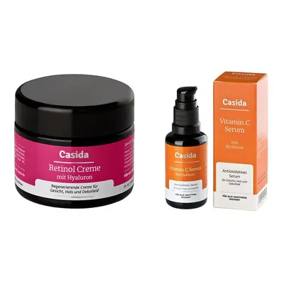 Casida® Vitamin C Serum mit Hyaluron + Retinol Creme mit Hyaluron