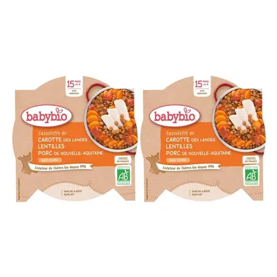 Babybio Cassolette DE Carotte DES Landes Lentilles Porc DE Nouvelle-Aquitaine AU Cumin dès 15 mois