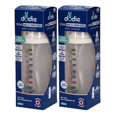 Dodie Flasche Sauger Multi-Perforiert Anti-Colic Rosa +6M 330 ML