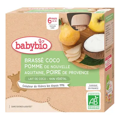 Babybio Brassé Lait DE Coco Pomme DE Nouvelle-Aquitaine Poire DE Provence dès 6 mois