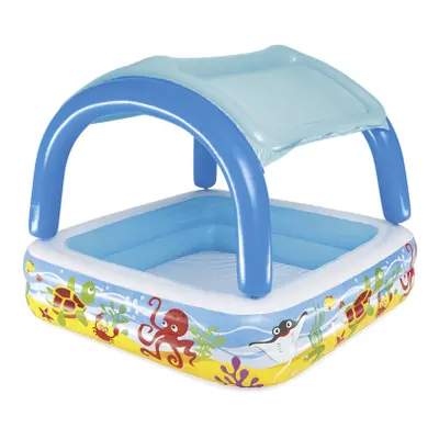 Bestway, Unsere Neuheiten, Bestway Planschbecken Beach Buddy mit Sonnenschutzdach 140 x 140 x 11