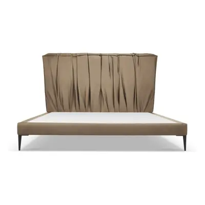 Design Ablagebett mit Kopfteil „Yan Leder“ Braun