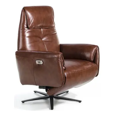 Drehbarer Echtleder Relaxsessel „Kopenhagen“ - Braun