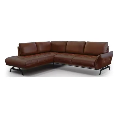 5-Sitzer Echtleder Designer Ecksofa „Olivier“ mit Bettfunktion, Braun