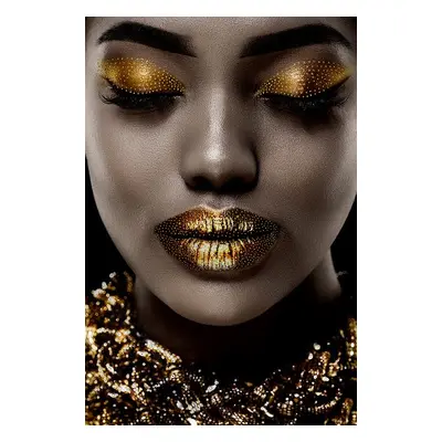 Glasbild „Goldenes Augen und Lippen-Make Up“ x cm