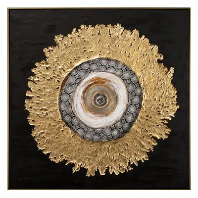 Handgemaltes, gerahmtes Bild „Goldene Aura“ 102.5 x 102.5 cm