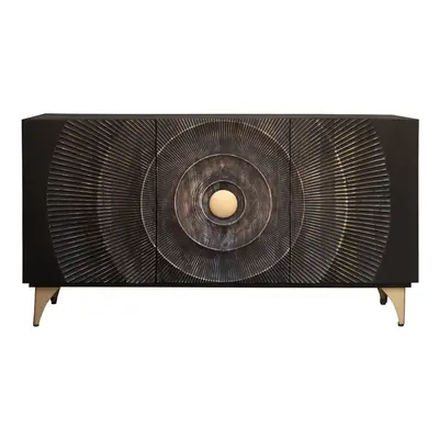 Massivholz Sideboard „Golden Sunset“ Schwarz - 140 x 75 cm