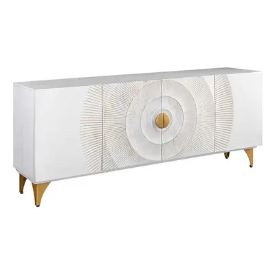 Massivholz Sideboard „Golden Sunset“ Weiss - 177 x 77 cm