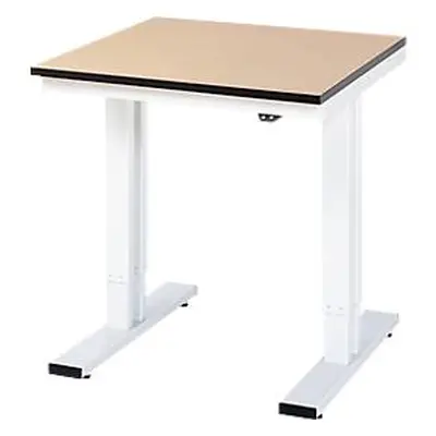 Rau Werktisch Adlatus, elektrisch höhenverstellbar, 22 mm MDF-Platte, bis 300 kg, B 750 x T 800 x H 720-1120 mm, braun/lichtgrau