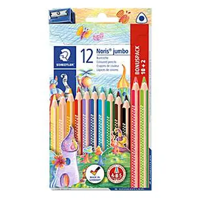 Buntstifte Staedtler Noris® jumbo 128, 3-Kant, ABS-Minenschutz, Sternchendesign & Namensfeld, FSC®-zertifiziert, farbsortiert, 1