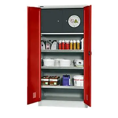 Schäfer Shop Select Gefahrstoffschrank, Stahl, B 950 x T 500 x H 1935 mm, 2 Einlegewannen & 1 WH