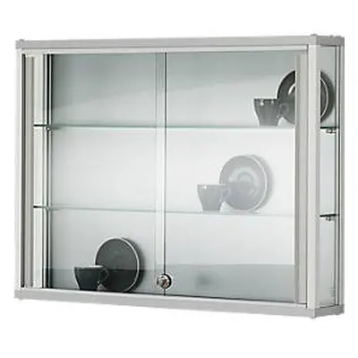 Wandvitrine, einhängend, 2 verstellbare Glasböden, abschliessbare Schiebetüren, ESG-Sicherheitsglas, B 1000 x T 200 x H 800 mm