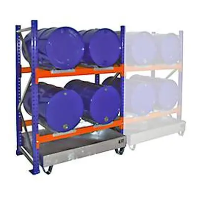 Fassregal BAUER 3000, Grundregal, Auffangwanne 200 l, 2 Ebenen, B 1510 x T 800 x H 2000 mm