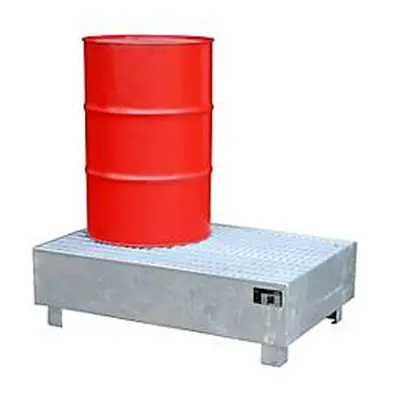 Auffangwanne BAUER WM-2/200, Stahl, unterfahrbar, feuerverzinkt, mit Gitterrost, B 800 x T 1200 x H 365 mm, 2 x 200 l