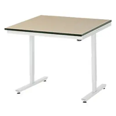 Rau Arbeitstisch Adlatus, elektrisch höhenverstellbar, 22 mm MDF-Platte, bis 150 kg, B 1000 x T 1000 x H 720-1120 mm, braun/lich