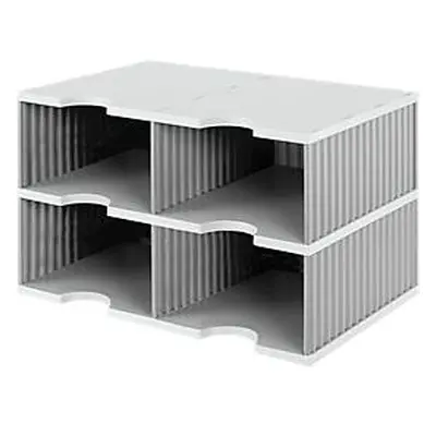 Styro® Sortierstation styrodoc Jumbo, DIN C4, 2 Etagen/2-reihig/4 Fächer, grau