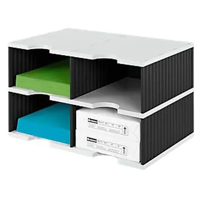 Styro® Sortierstation styrodoc Jumbo, DIN C4, 2 Etagen/2-reihig/4 Fächer, schwarz
