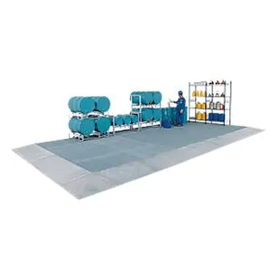 Bodenauffangwanne ASECOS, Stahl verzinkt, 80 l Auffangvolumen, B 1000 x T 1000 x H 123 mm, 2000 kg Radlast