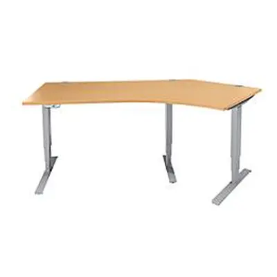 Schäfer Shop Genius Winkelschreibtisch AERO FLEX, elektrisch höhenverstellbar, 135° Winkel rechts, B 2165 mm, Buche/weissalu + M