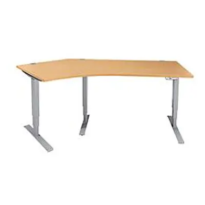 Schäfer Shop Genius Winkelschreibtisch AERO FLEX, elektrisch höhenverstellbar, 135° Winkel links, B 2165 mm, Buche/weissalu