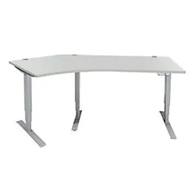 Schäfer Shop Genius Winkelschreibtisch AERO FLEX, elektrisch höhenverstellbar, 135° Winkel links, B 2165 mm, lichtgrau/weissalu 