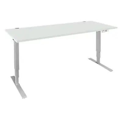 Schäfer Shop Genius Schreibtisch AERO FLEX, elektrisch höhenverstellbar, Rechteck, T-Fuss, B 1600 mm, lichtgrau/weissalu