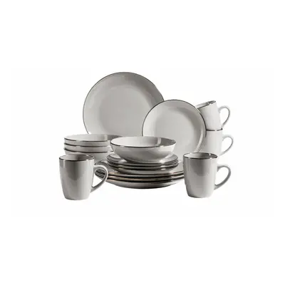Geschirr-Set Metallic Rim Grau Steinzeug