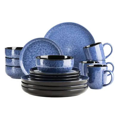Geschirr-Set Filippa Blau/Schwarz Steinzeug