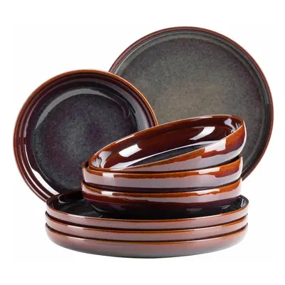 Geschirr-Set Elina Uno Braun/Rot Steinzeug