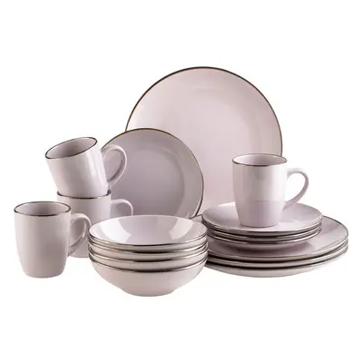 Geschirr-Set Metallic Rim Lila Steinzeug