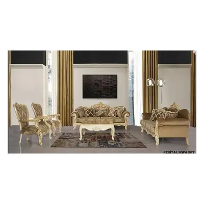 Exklusive Sofagarnitur Braune Couch Barock Rokoko Tisch 5tlg. Sofa