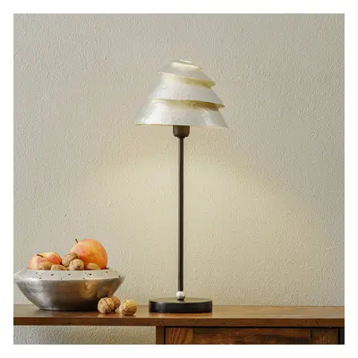 Tischleuchte Snail One in Silber-Braun