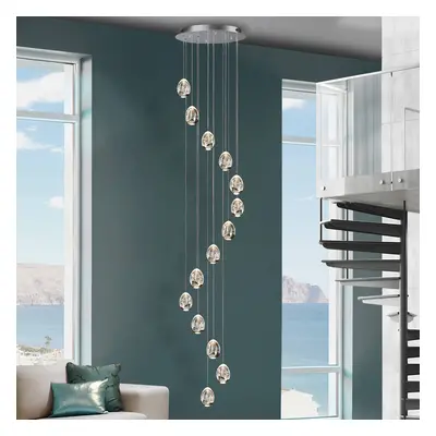 LED-Hängelampe Rocio, 14-flg. chrom Abhängung 500 cm dimmbar