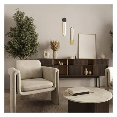 LED-Wandleuchte 23102, schwarz, goldener Ring, Aluminium