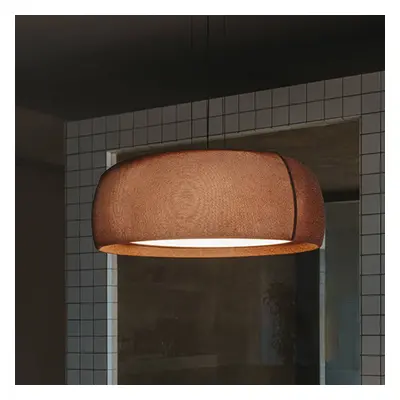 LEDS-C4 LED-Hängeleuchte Gong, braun, dimmbar, Textil, Stahl