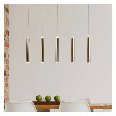 LED-Hängeleuchte Prado, gold, 5-flammig, linear, dimmbar