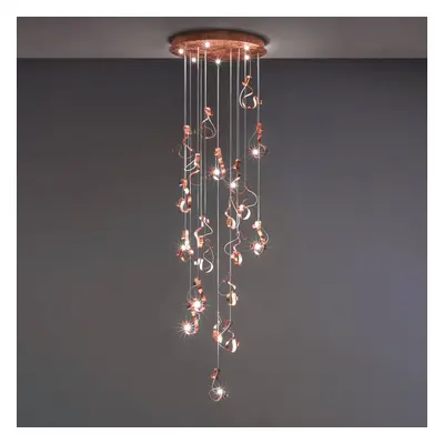 Knikerboker Curve LED-Hängeleuchte, 20fl, kupfer