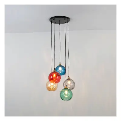 Pendel La Spezia 5-flg. amber/blau/rauch/rot/grün