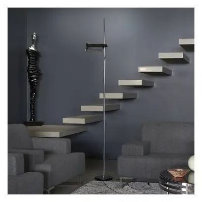 Oluce LED-Stehleuchte Colombo, schwarz/chrom, Metall