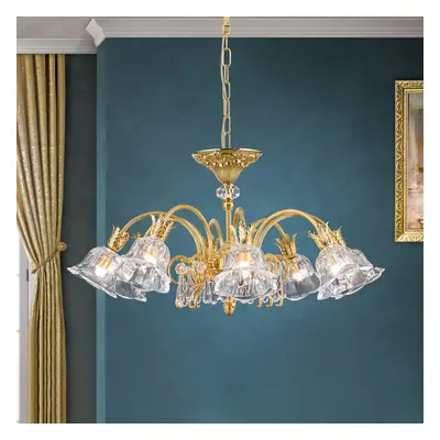 Hängeleuchte La Boheme, gold, 8-flammig, Kristallglas