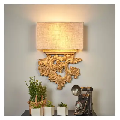 Filigran gestaltete Textil-Wandleuchte Peter