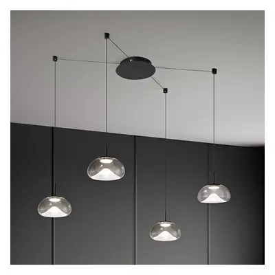 LED-Hängeleuchte Brena, 4-flg., klar, Glas, CCT, dimmbar