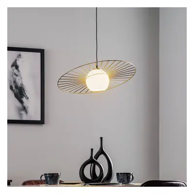 Hängeleuchte Sol 1, ein Glas mit goldenem Kranz