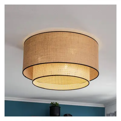 Deckenleuchte Big Boho, Rattan, beige/schwarz